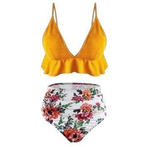 SS Queen Ruffle High Waist Bikini Swimsuit Size XL NWT